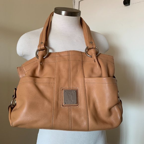 Tignanello Handbags - Tignanello LEATHER  Satchel HANBAG BAG PURSE CAMEL COLOR TWO HANDLES